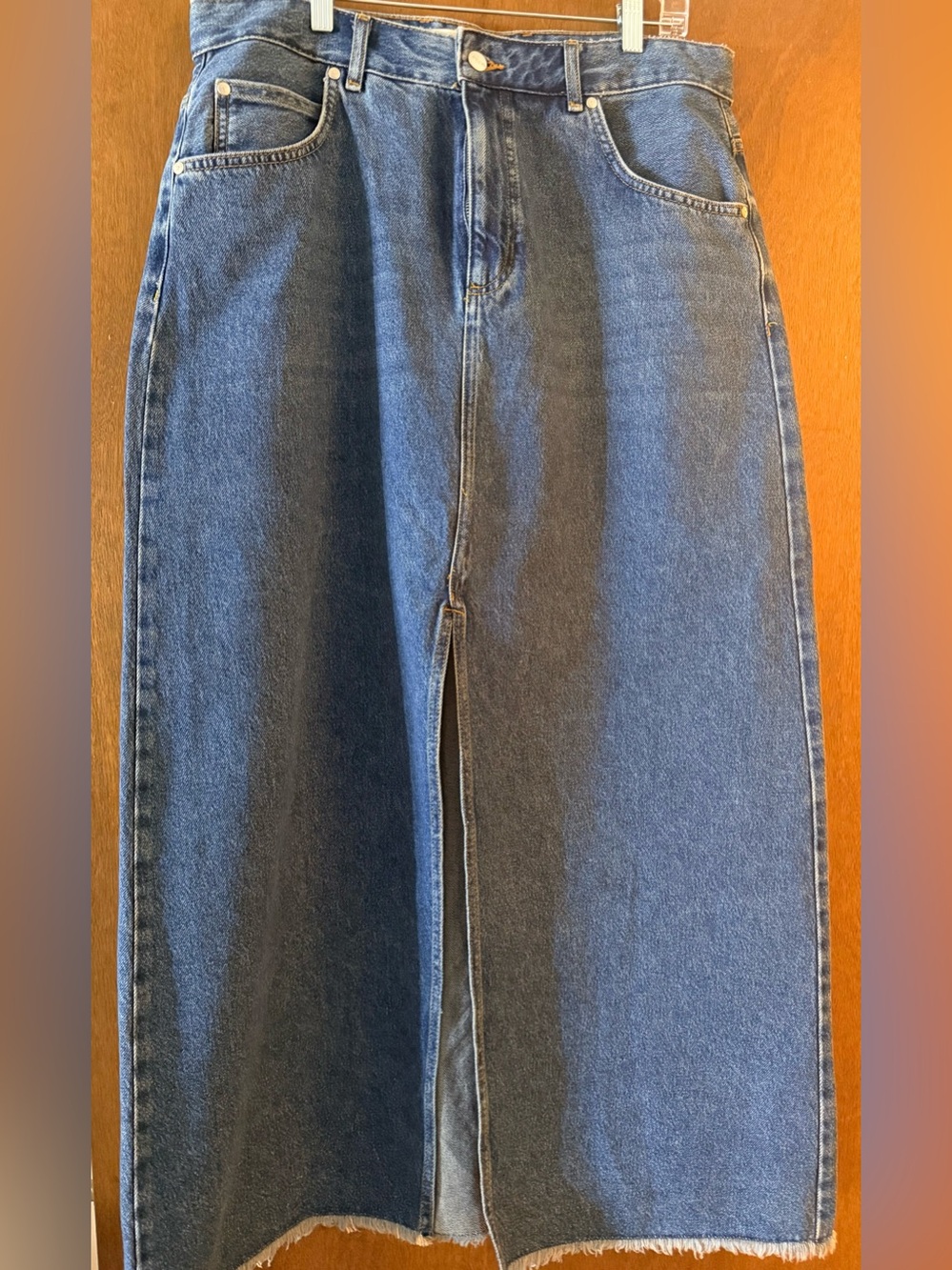 Long High-Rise Blue Denim Skirt Jeans
